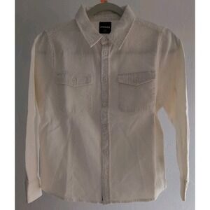 RSQ Youth Waffle Knit Long Sleeves Button-down Shirt Large Off-White 100% Cotton